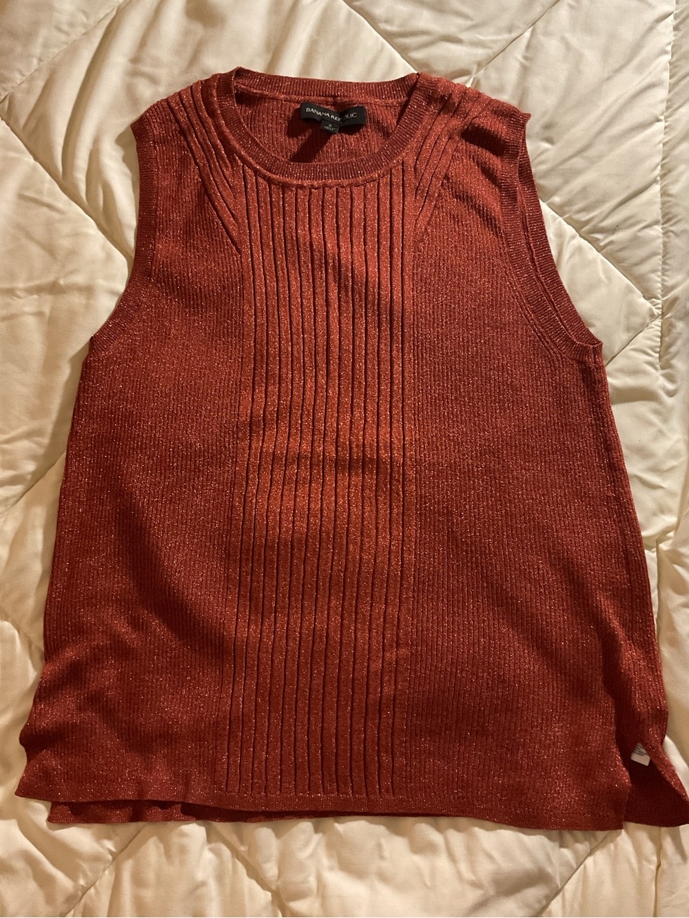 Banana Republic Sleeveless Ribbed Knit Top - Rust Red/orange
